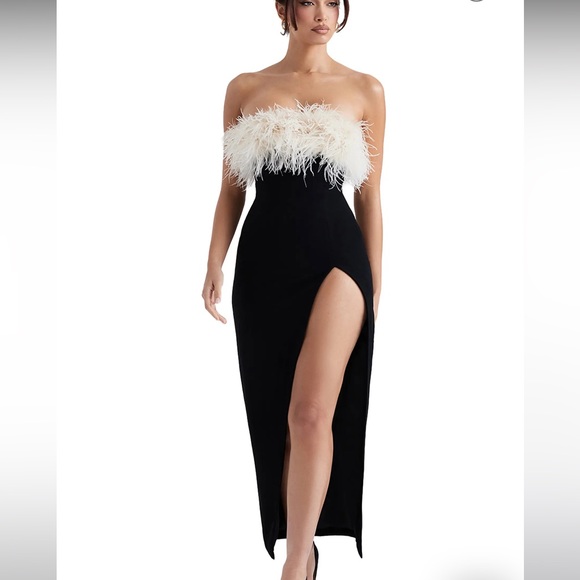 House of CB Dresses House Of Cb Feather Trim Stretch Crepe Cocktail